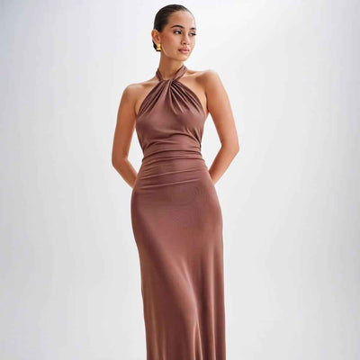 Halter Backless Maxi Dress - Elegant Formal Gown