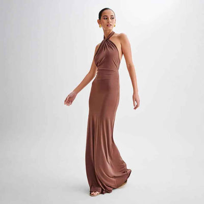 Halter Backless Maxi Dress - Elegant Formal Gown
