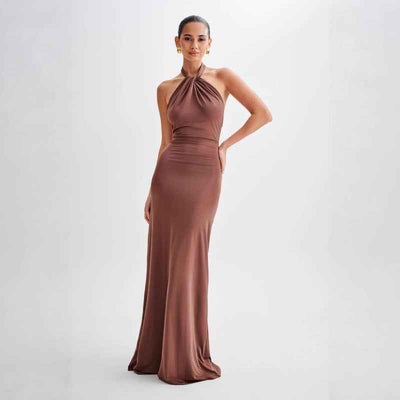 Halter Backless Maxi Dress - Elegant Formal Gown