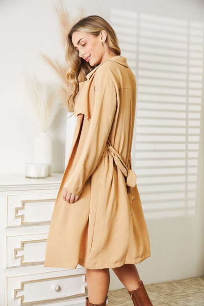 Culture Code Full Size Tied Trench Coat with Pockets - Fashions Envy