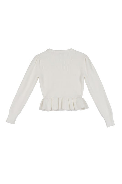Peplum Round Neck Puff Sleeve Sweater