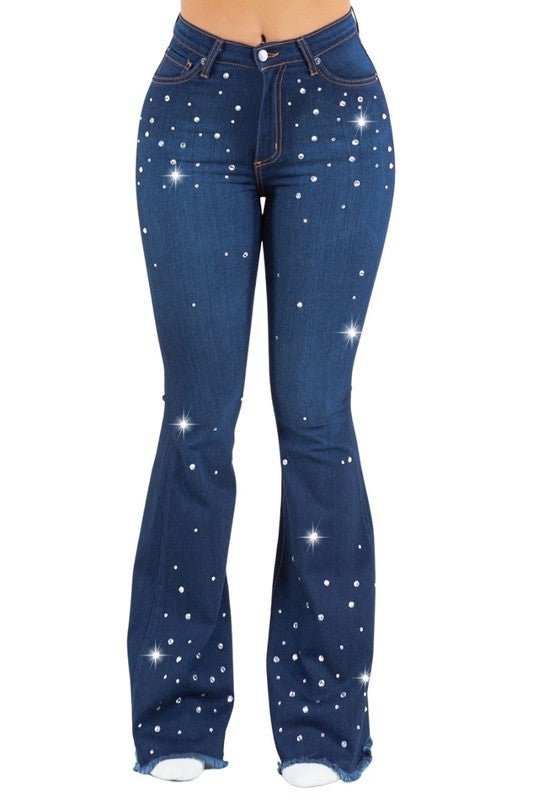 High Stretch Vegas Glam Bell Bottom Jeans - Inseam 32