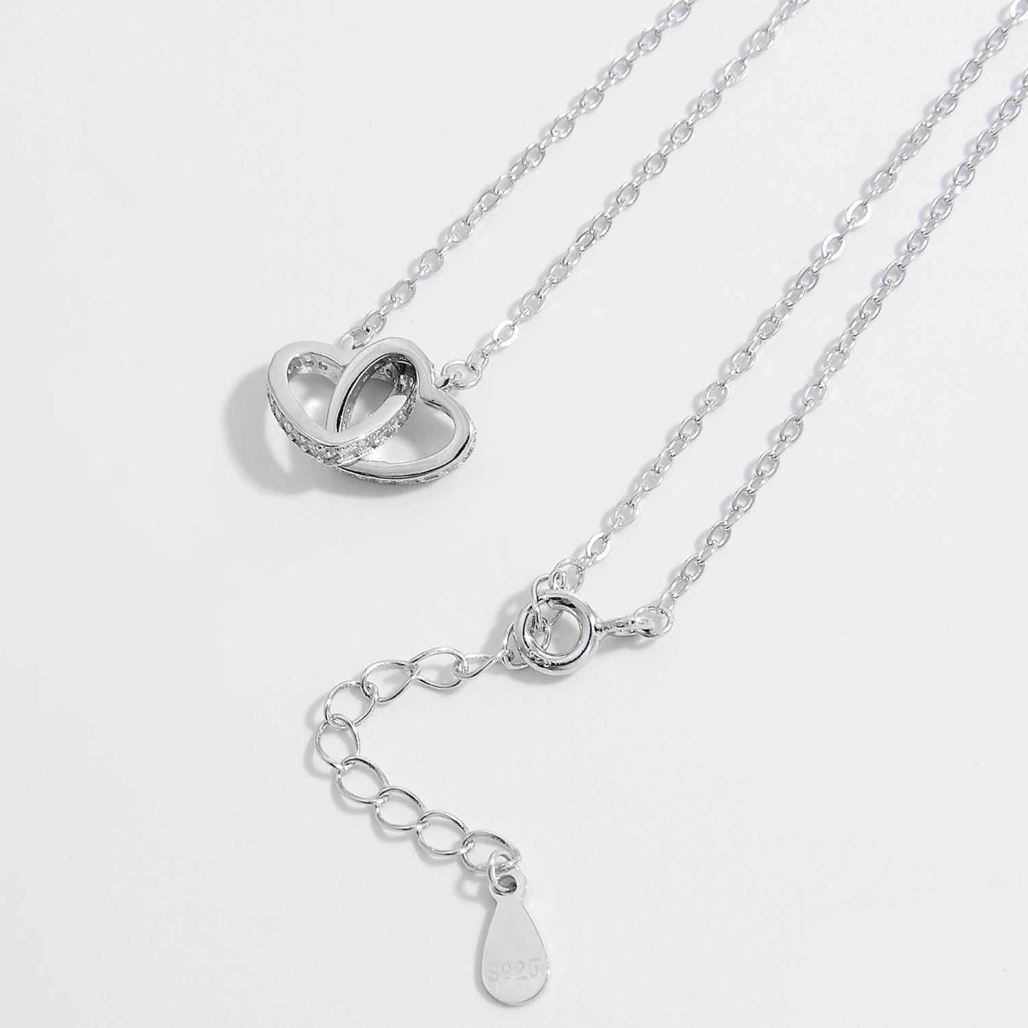 Inlaid Zircon Heart Necklace 925 Sterling Silver