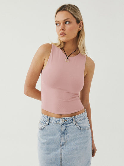 Round Neck Cropped Tank - Fashions Envy