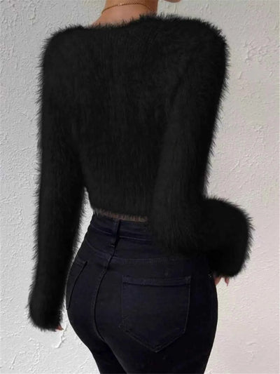 Fluffy Knit V-Neck Sweater