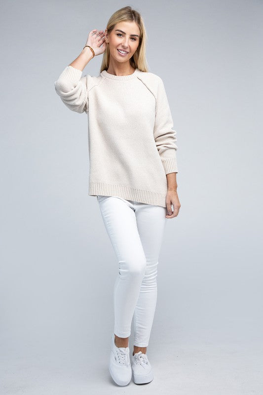 Raglan Cozy Chenille Long Sleeve Sweater