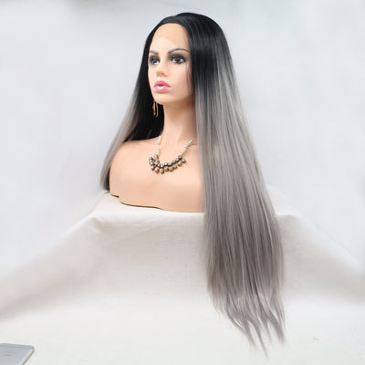 13*3" Lace Front Wigs Synthetic Long Straight 24" 130% Density - Fashions Envy