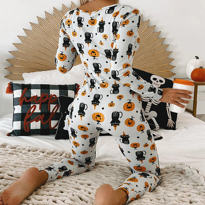 Halloween Jumpsuit Pajamas - Long Sleeve Printed Loungewear
