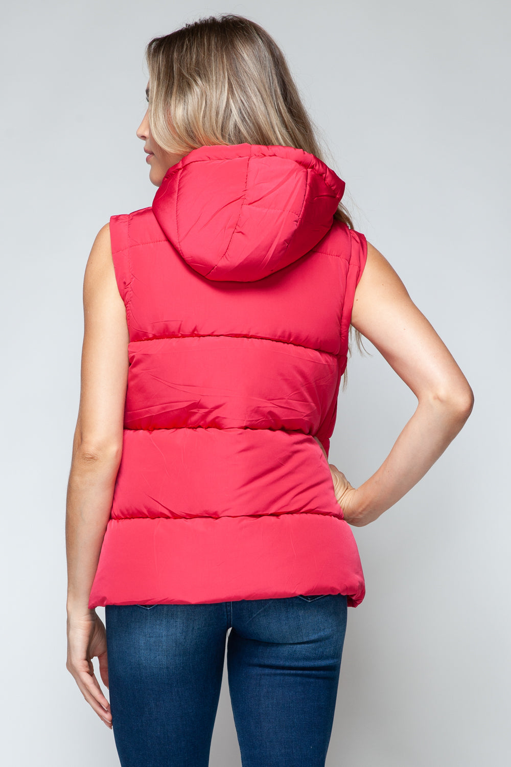 Magenta Snap and Zip Closure Hooded Vest