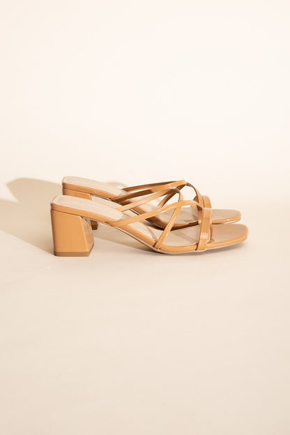 CRIMP-S Crossed Strap Mule Sandal Heels