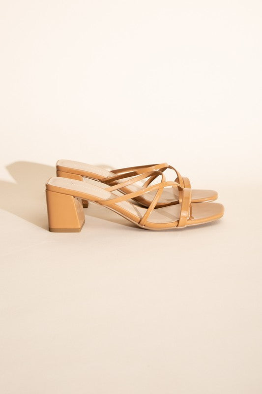 CRIMP-S Crossed Strap Mule Sandal Heels