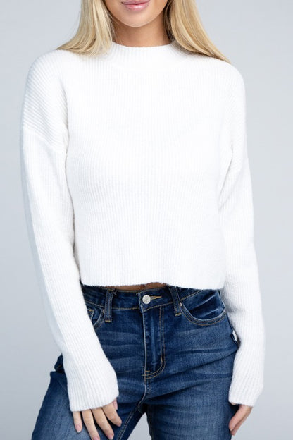 Mock Neck Long Sleeve Pullover Sweater