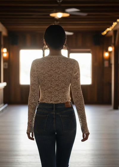 Elegant Lace V-Neck Long Sleeve Top