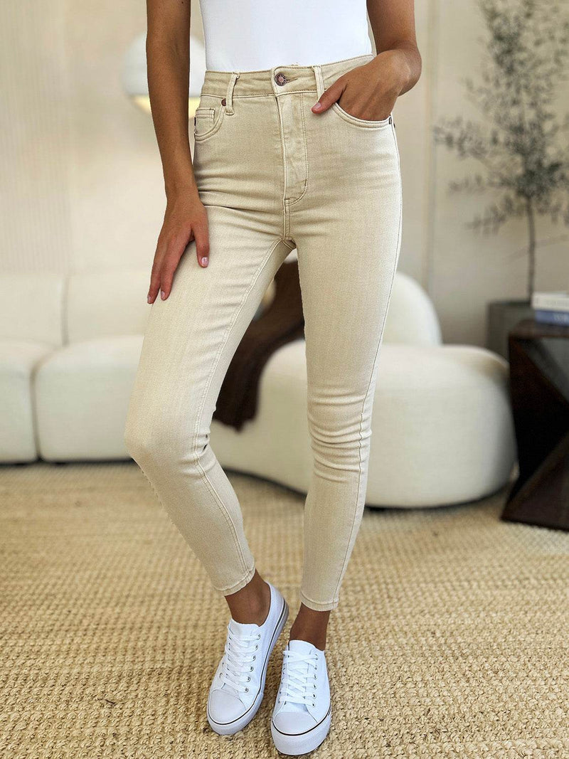 Judy Blue Full Size Garment Dyed Tummy Control Skinny Jeans - Fashions Envy