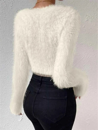 Fluffy Knit V-Neck Sweater