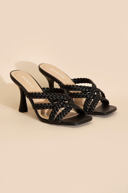 KELLAN-S Double Cross Braided Strap Heels