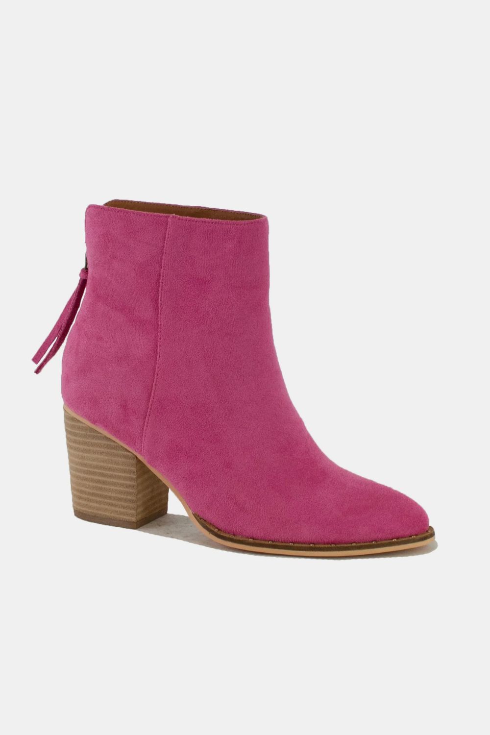 Cerise pink Suede Point Toe Ankle Booties