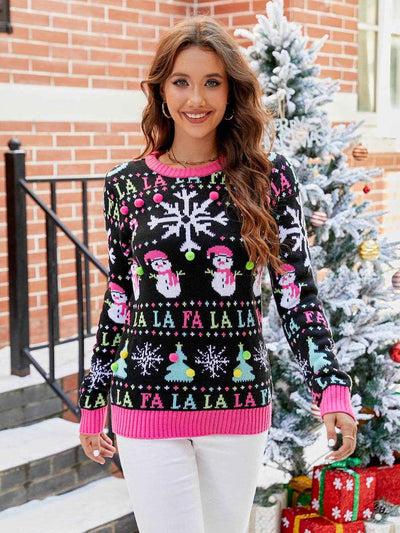 Christmas Ribbed Trim Sweater