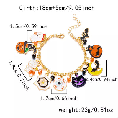 18K Gold-Plated Halloween Charm Bracelet - Fashions Envy