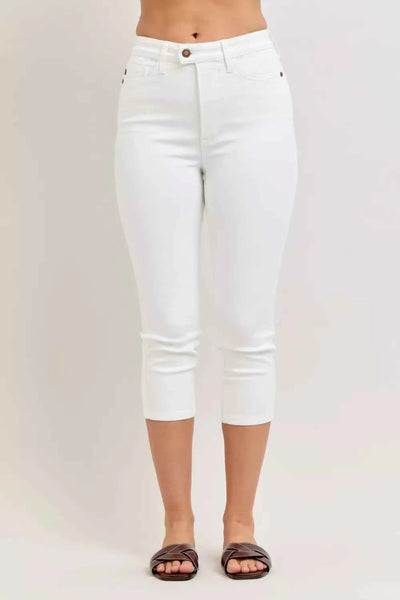 Judy Blue High Waist Capri Pants - White Spade Pockets