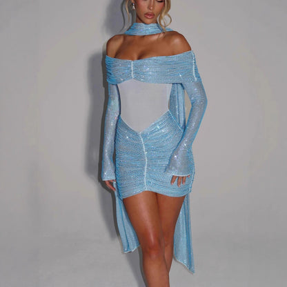 Rhinestone Tube Top Mini Dress - Waist-Tight Glamour - Fashions Envy