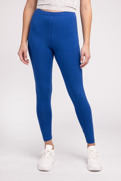 Premium Cotton Elastic Waist Fitted Full-Length Leggings