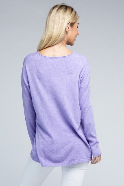 Relaxed Fit Viscose Front Pockets Cozy Sweater