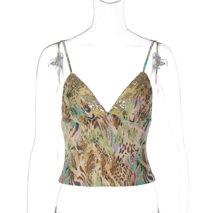 Lace V-Neck Cami - Backless Slim Fit Style