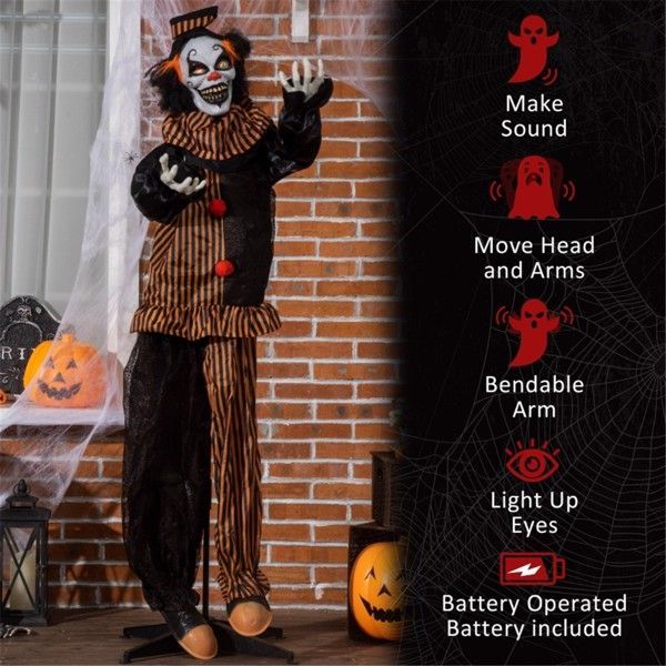 Motion Activated Talking Scary Clown - Halloween Decoration - Fashions Envy