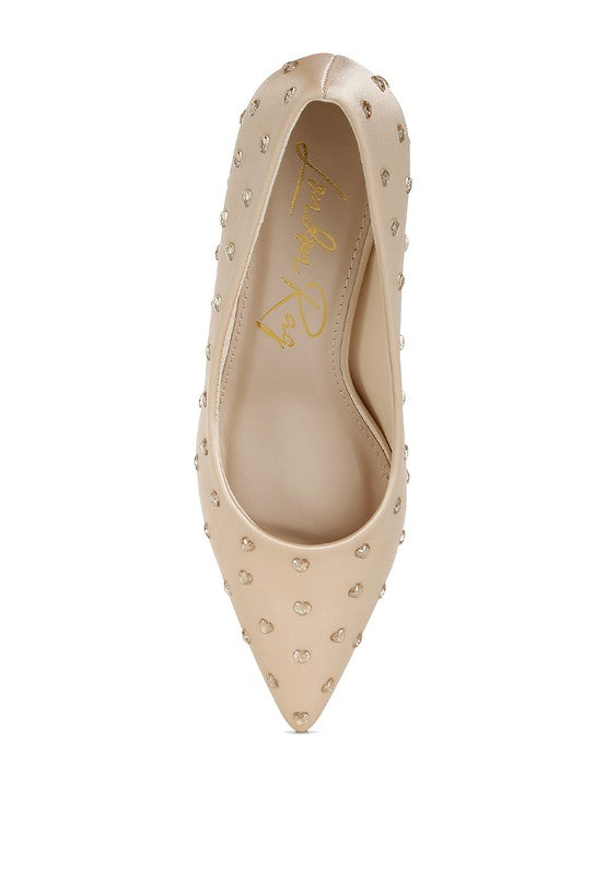 Madhara Heart-Shaped Rhinestones Pumps