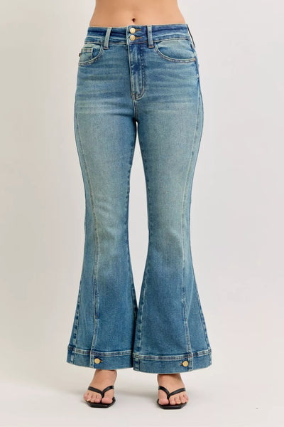 Judy Blue High Waist Vintage Wash Flare Jeans - Fashions Envy