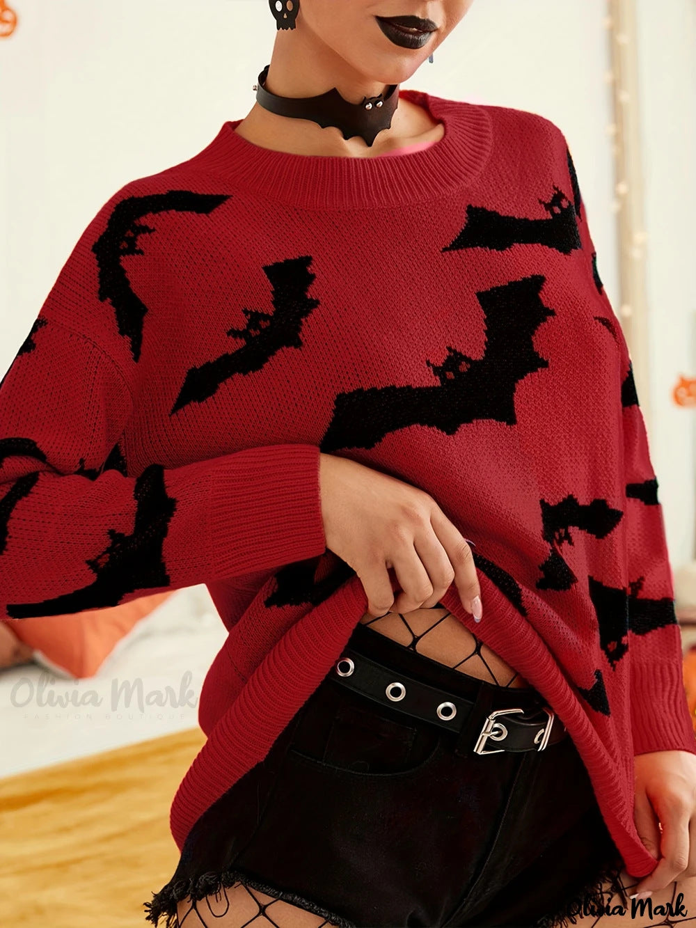 Halloween Sweater - Brocade Knit Long Sleeve Pullover