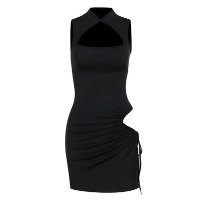 Women's Sexy Backless Slim Fitting Bodycon Slit Mini Dress