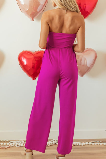 Sweetheart Tied Tube Wide Leg Jumpsuit