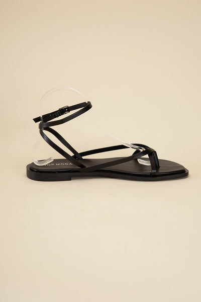 Squared Off Open Toe Flat Sandals