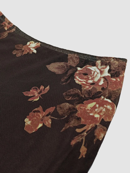 Trendsi Floral Print Skirt Matching Set with Elegant Dark Background Design