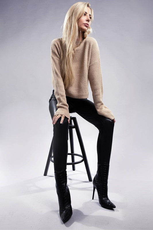 Mock Neck Long Sleeve Pullover Sweater