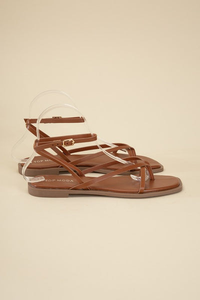 Squared Off Open Toe Flat Sandals
