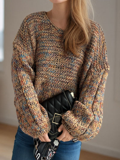 Dropped Shoulder Sweater - Cozy Long Sleeve Style