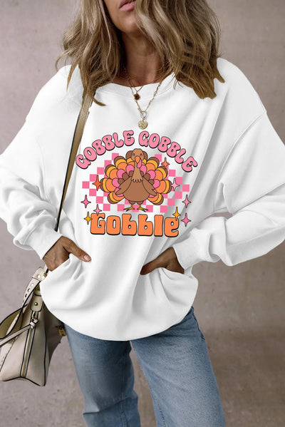 Graphic Dropped Shoulder Long Sleeve Sweatshirt - Fashions Envy