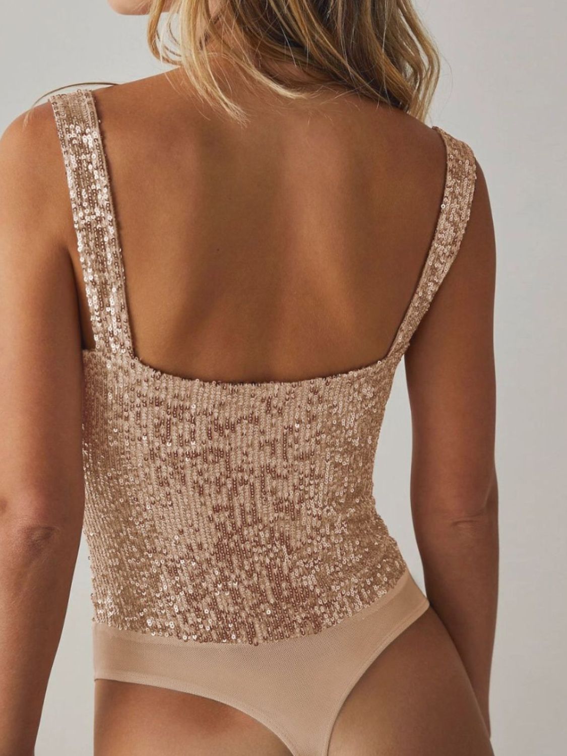 Sequin Wide Strap Bodysuit - Fashions Envy