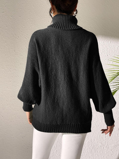 Lip Turtleneck Long Sleeve Sweater - Fashions Envy