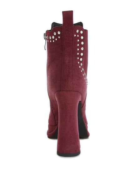 Dalton Studs Embellished High Ankle Boots