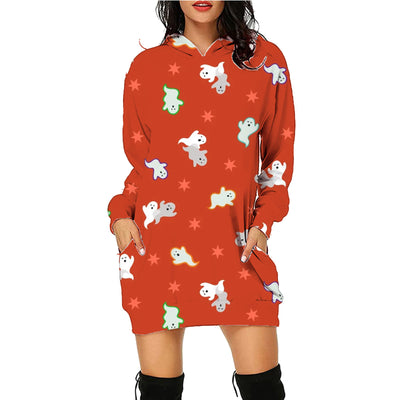 Halloween Hoodie - Long Sleeve Printed Sweater with Pockets