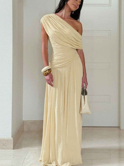 One-Shoulder Ruched Maxi Dress