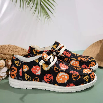 Trendsi Festive Round Toe Shoes with Halloween Pumpkin Print for Holiday Celebrations