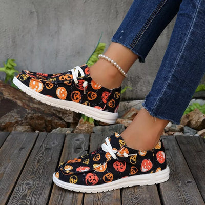 Trendsi Festive Round Toe Shoes with Pumpkin Print for Halloween Celebrations