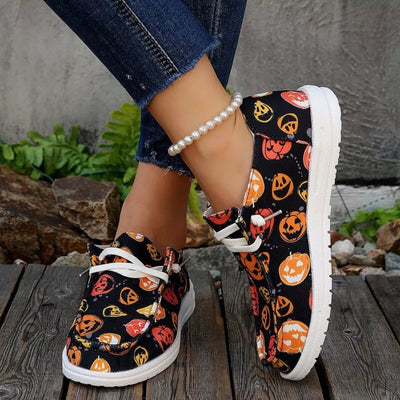 Trendsi Festive Round Toe Shoes with Fun Pumpkin Print for Celebrating Halloween