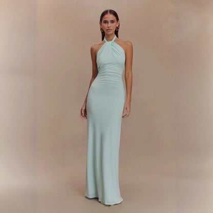 Halter Backless Maxi Dress - Elegant Formal Gown
