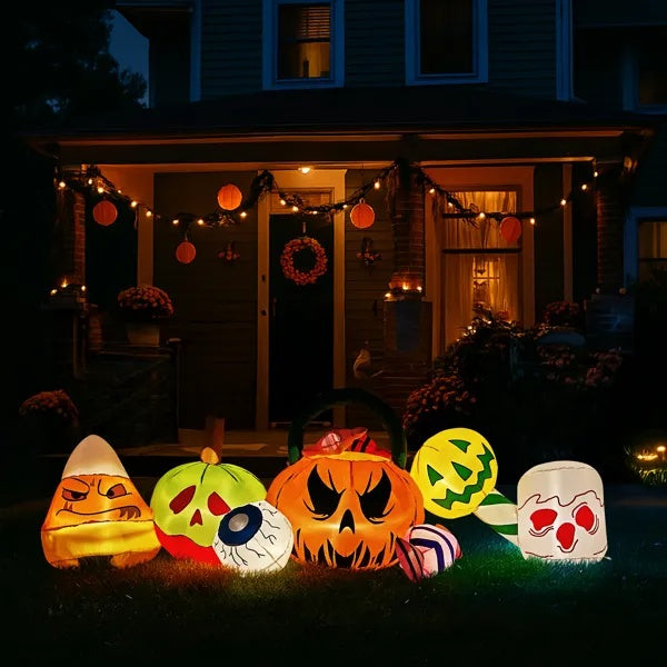 8ft Halloween Inflatable Pumpkin Eyeball - LED Yard Decor - Fashions Envy